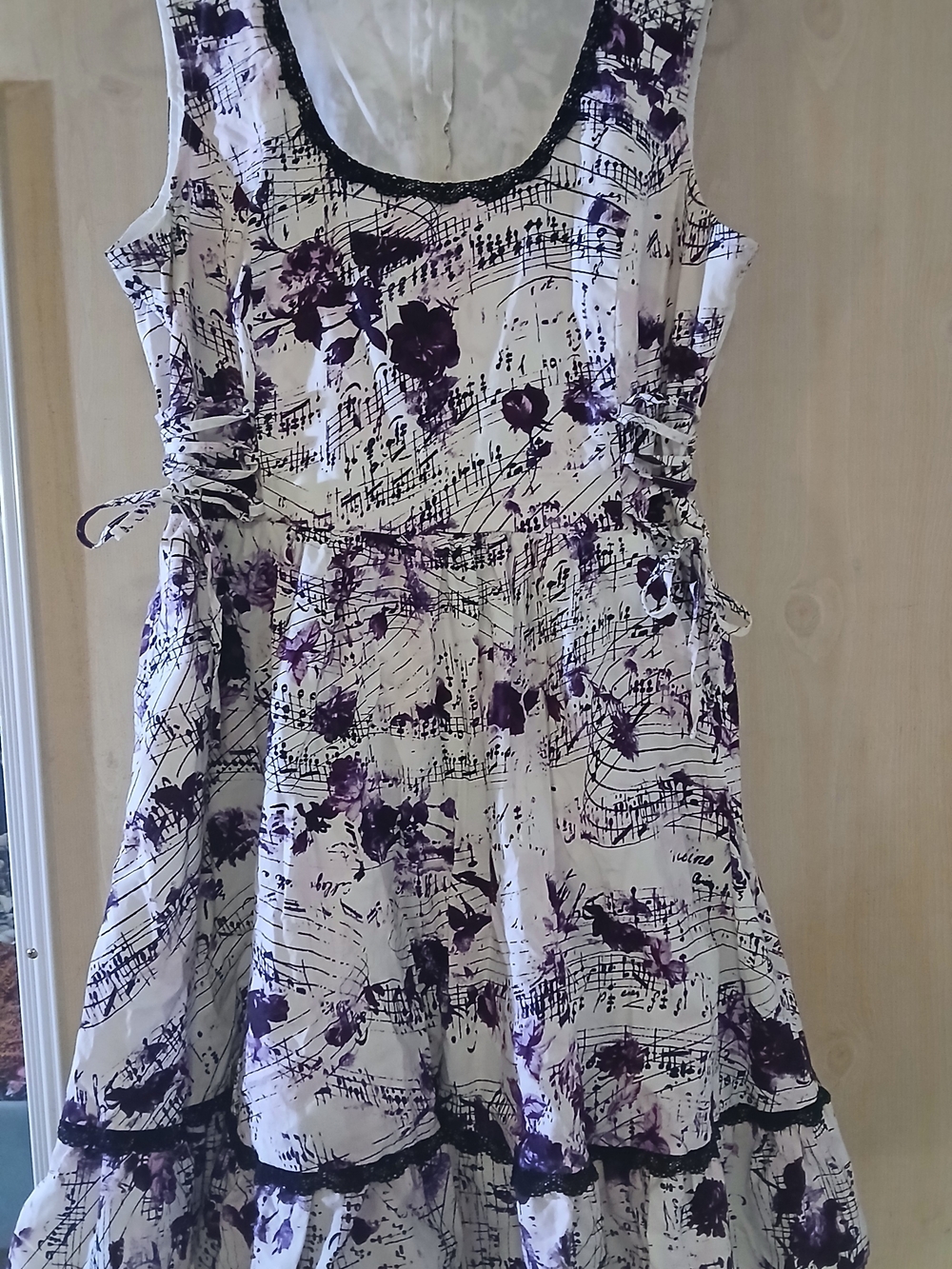 Hot Topic Women's Dress Gothic Purple And White Floral Music Notes